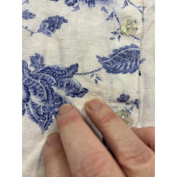 Aegean Linen Jacket Top White Blue Floral Small Breathable - Picture 6 of 9